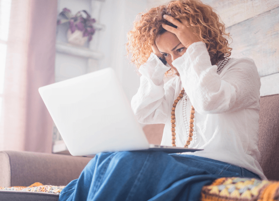 An overwhelmed online business owner. Learn what help an admin support team can provide you with Erika Macauley.